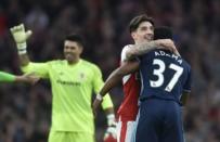 Britain Soccer Football - Arsenal v Middlesbrough - Premier League - Emirates Stadium - 22/10/16 Arsenal's Hector Bellerin and Middlesbrough's Adama Traore after the game Reuters / Hannah McKay Livepic