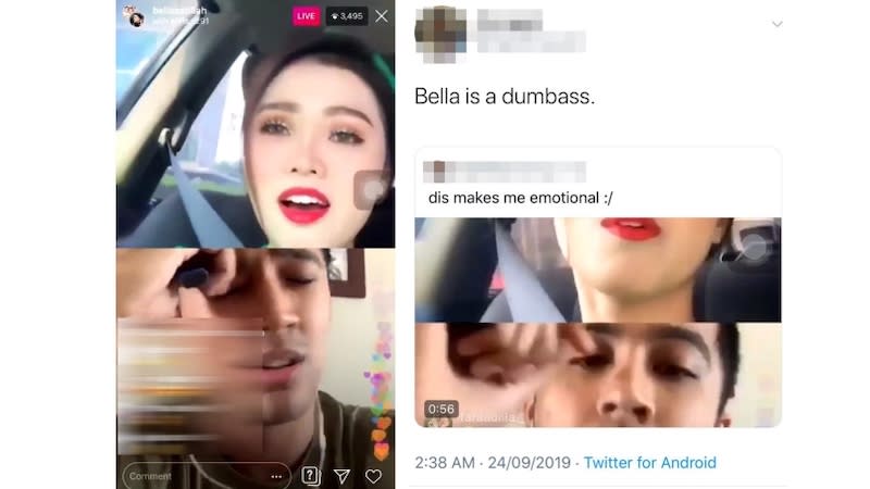 Fans are not over the moon that the ex-couple are on good terms, given Aliff’s track record of cheating. — Twitter/Bella Astillah