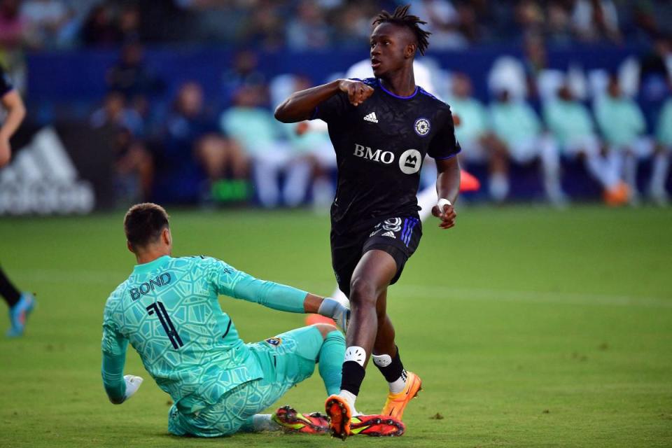 One in, one out: Jonathan Bond in action for LA Galaxy against Ismael Kone, during his time at Montreal <i>(Image: Action Images)</i>