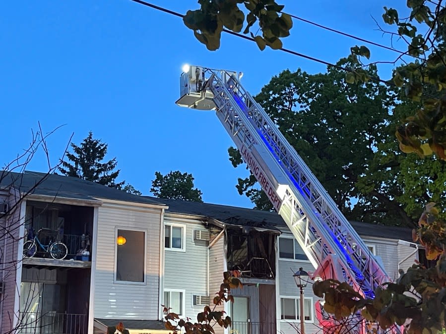 Lansing Fire Department battles a blaze on Appleton Ave. Saturday morning. (WLNS)