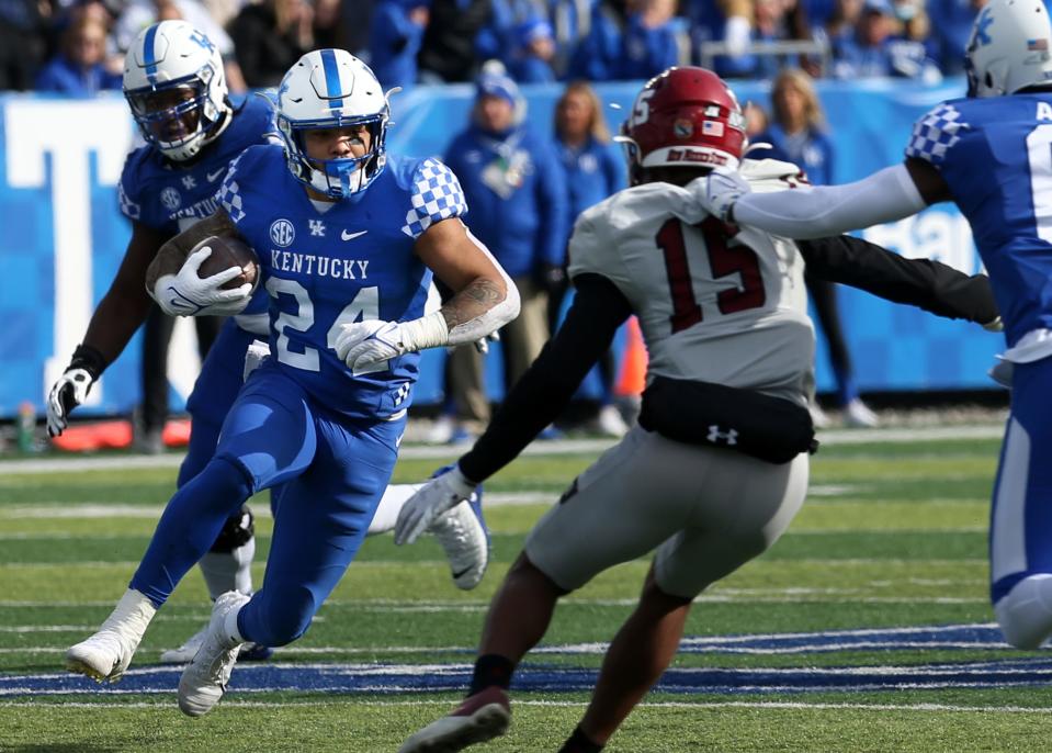 Kentucky’s Chris Rodriguez Jr. runs for a first down against New Mexico State.Nov. 20, 2021