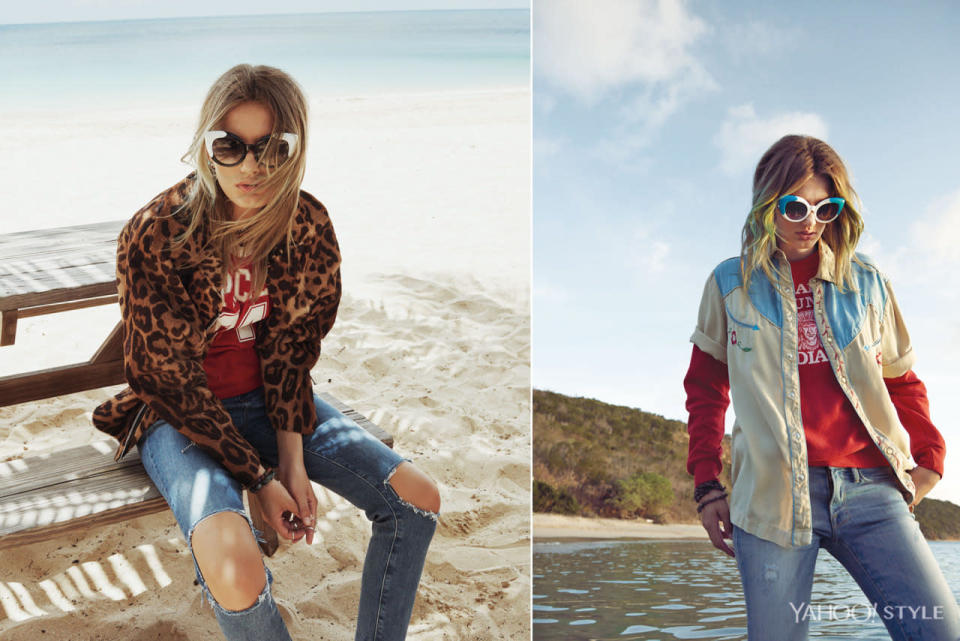 Leopard print jackets and western shirts work well in the rocker wardrobe. 