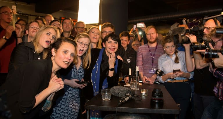 The Iceland Pirate Party (pictured) and their leader, Birgitta Jonsdottir (C) were invited by President Gudni Johannesson to form a government, following the failed bids from the right and left-wing parties