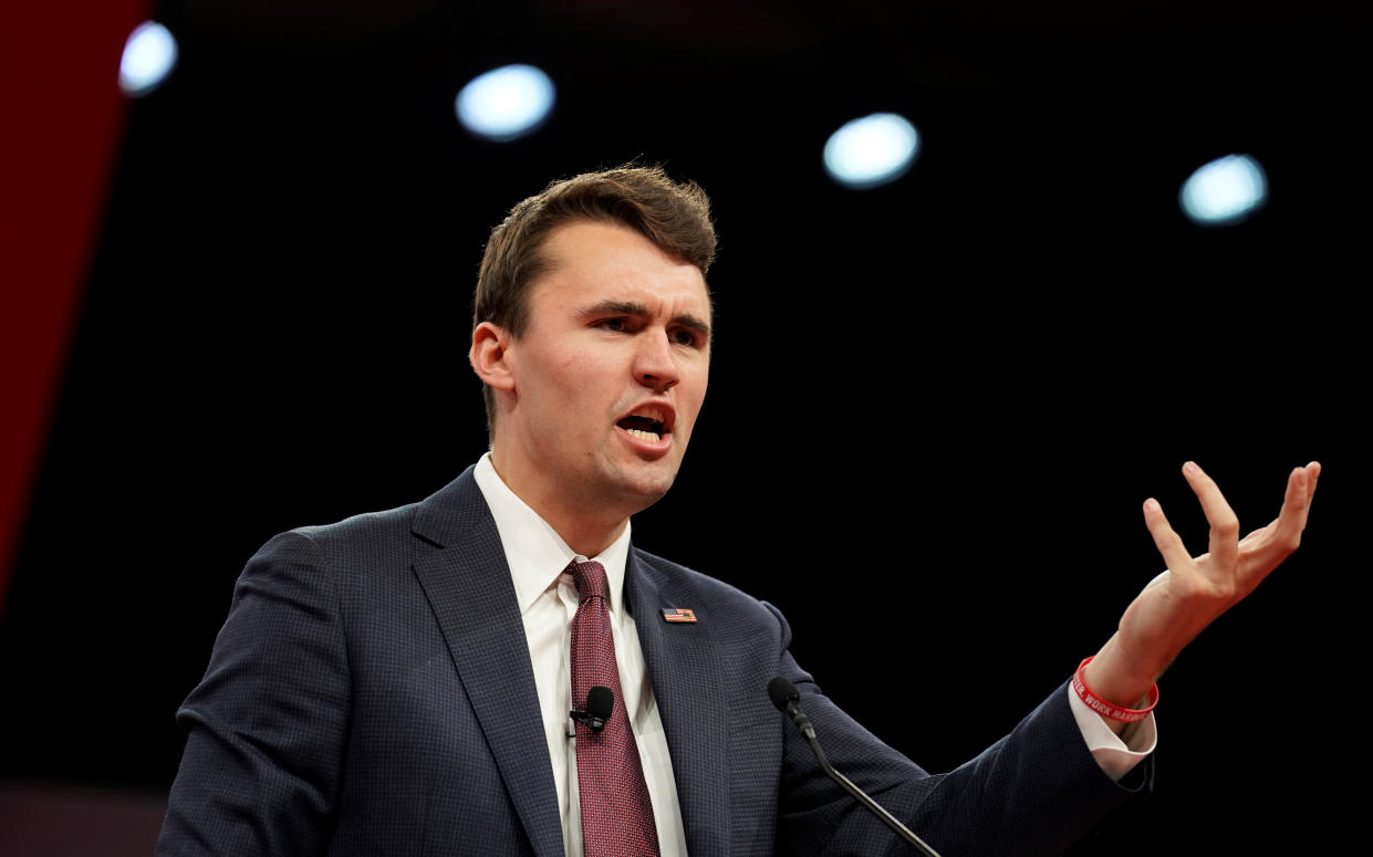 Founder and president of Turning Point USA Charlie Kirk speaks at the Conservative Political Action Conference in Oxon Hill, Maryland, on Feb. 28, 2019. (Reuters)