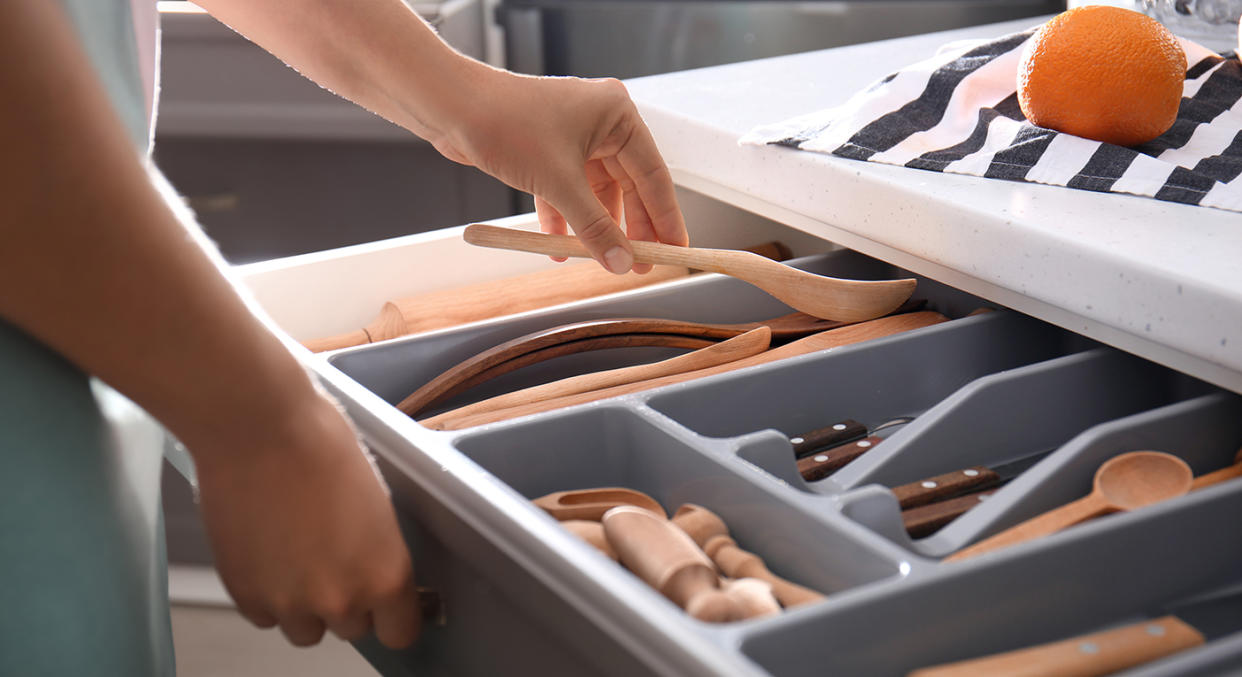 A cutlery organiser is the kitchen item we never knew we needed, and this Joseph Joseph design has glowing reviews. (Getty Images)