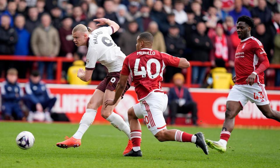 <span>Erling Haaland puts Manchester City 2-0 ahead.</span><span>Photograph: Tim Keeton/EPA</span>