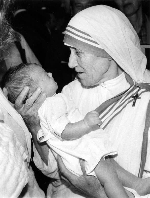 On October 19, 2003, Pope John Paul II beatified Mother Teresa, pictured in 1981, before hundreds of thousands of pilgrims packed into St. Peter's Square in Vatican City. File Photo by Darryl Heikes/UPI