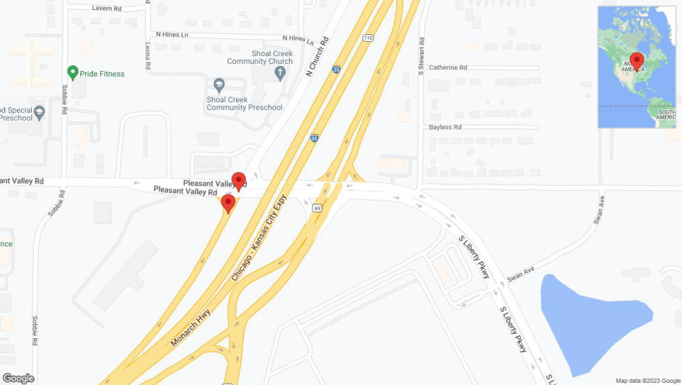 A detailed map that shows the affected road due to 'Crash reported on Pleasant Valley Road in Pleasant Valley' on December 27th at 9:54 p.m.