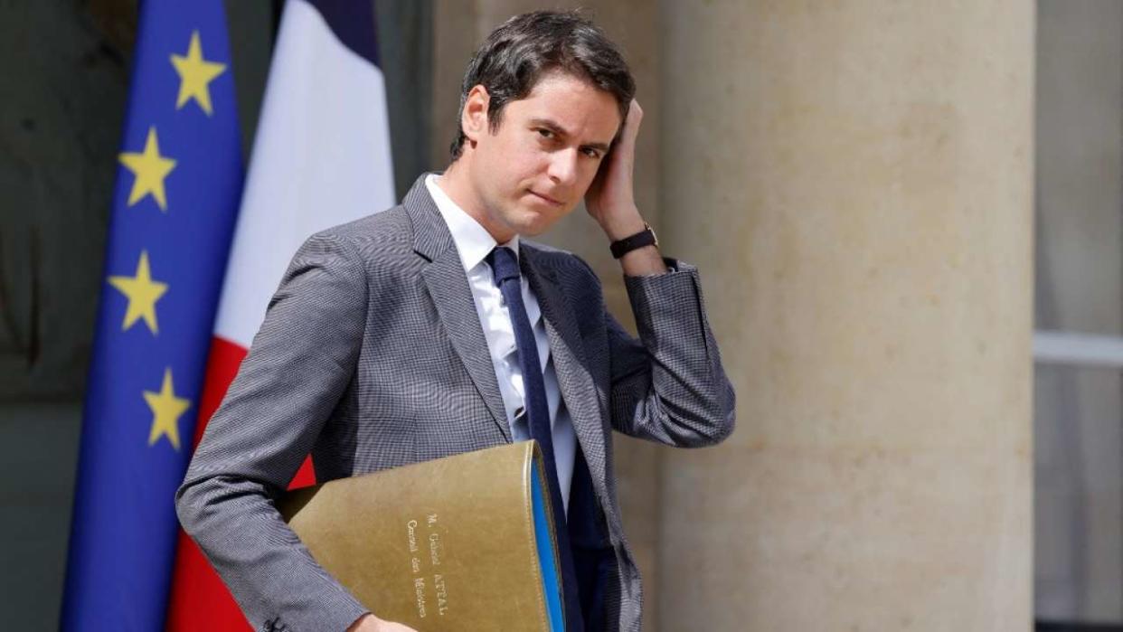 Gabriel Attal, ministre des Comptes Publics, quittant l’Élysée le 14 juin 2022.