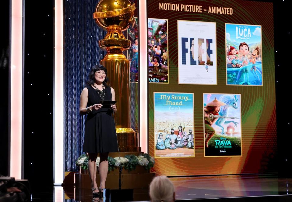 Best Animated Motion Picture Award onstage during the 79th Annual Golden Globe Awards (HFPA/AFP via Getty Images)