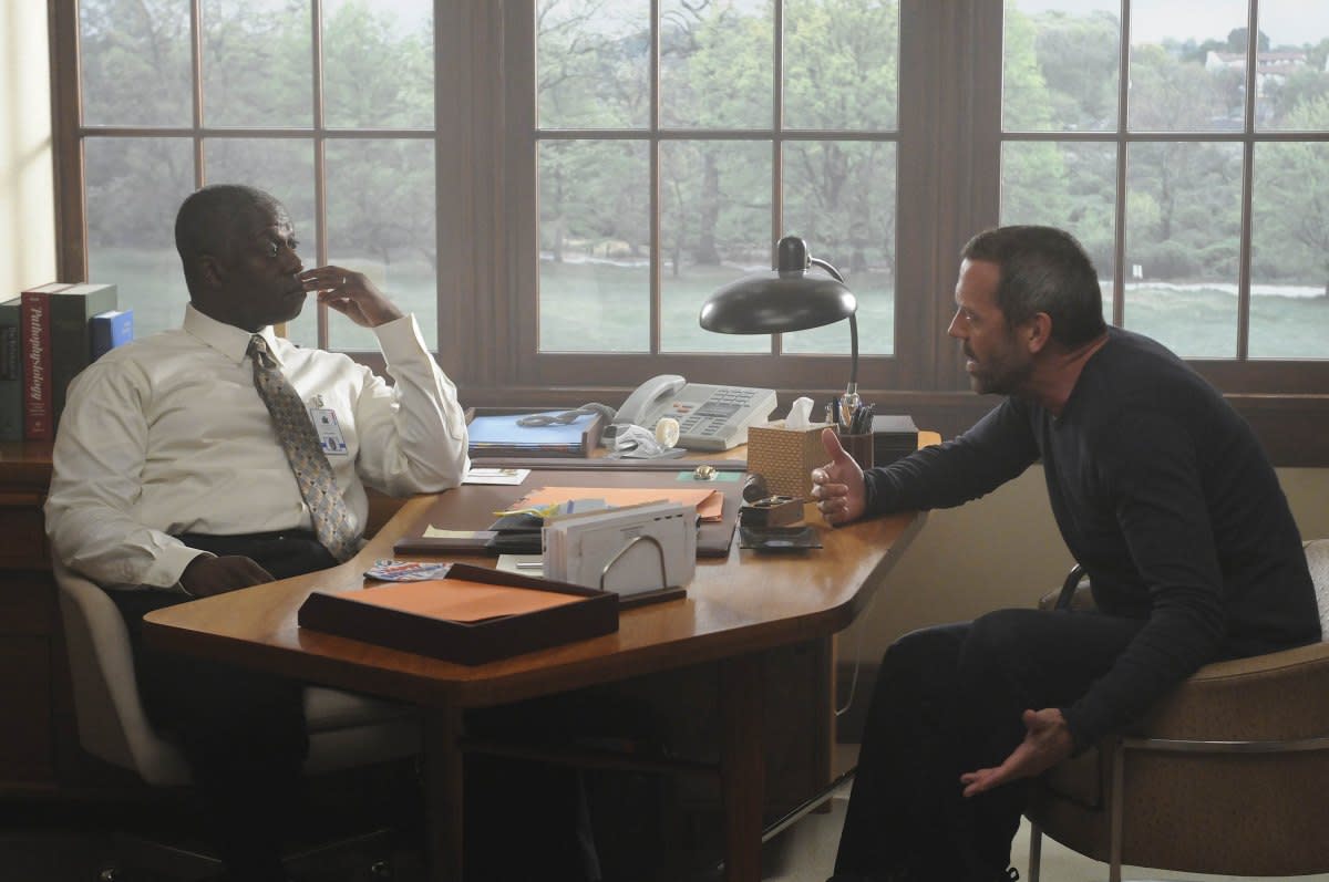 Hugh Laurie as Dr. Greg House, Andre Braugher as Nolan in "House."<p>Adam Taylor/NBCU Photo Bank</p>