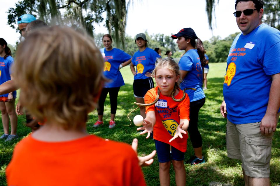Kids participate in the Fear Facers Summer Day Camp, hosted by University of Florida Health, at the Freedom Community Center in Gainesville, Fla., July 26, 2017. In addition to daily therapy, children and adolescents with obsessive-compulsive disorder and/or anxiety were invited to experience activities that encouraged personal growth and improved behaviors while having fun. [Andrea Cornejo/ The Gainesville Sun]
