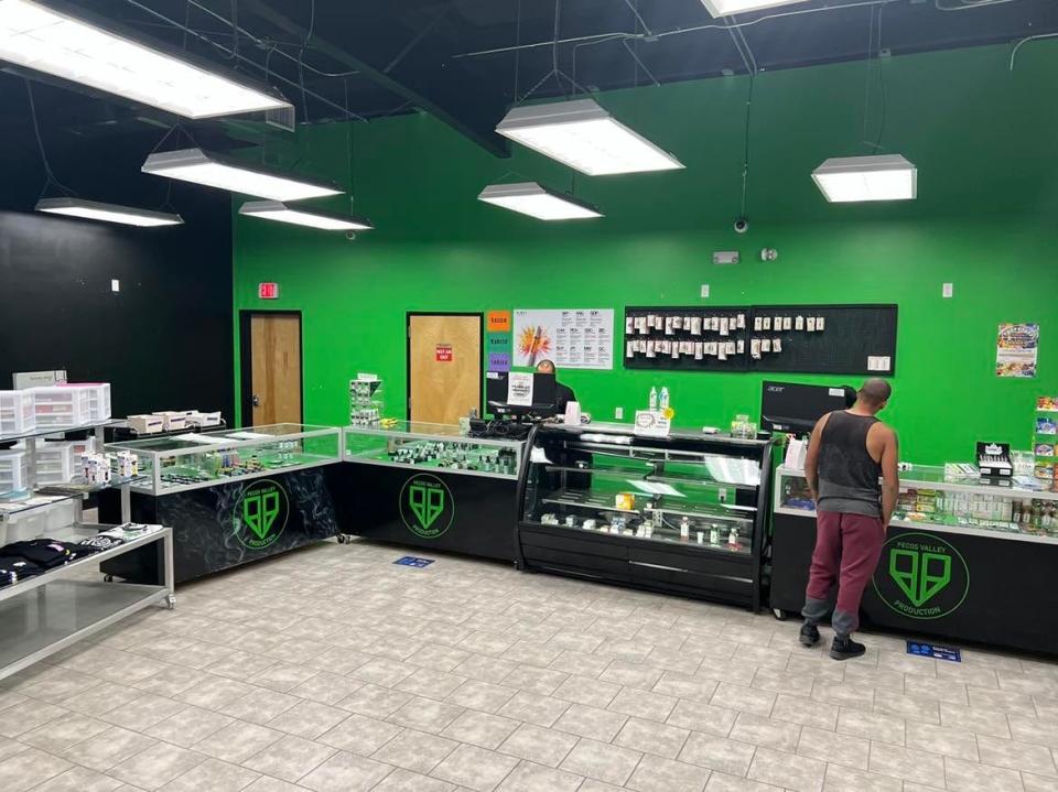 Showroom at Pecos Valley Production's cannabis dispensary in Sunland Park, N.M. on Friday, April 1, 2022, the first day of legal recreational cannabis sales in the state.