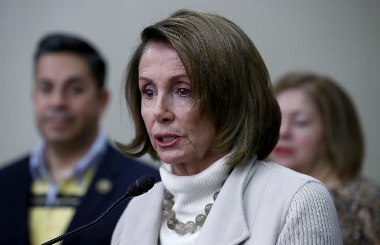 House Minority Leader Nancy Pelosi addresses the opening news conference during the House Democratic caucus “Issues Conference” on Feb. 8, 2017, in Baltimore, Md. (Photo: Win McNamee/Getty Images)