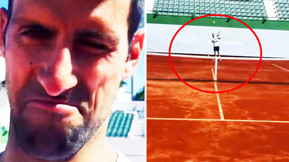 Novak Djokovic, pictured here getting back out on court in Spain.