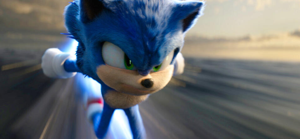 This image released by Paramount Pictures shows Sonic, voiced by Ben Schwartz, in "Sonic the Hedgehog 2."<span class="copyright">Paramount Pictures—AP</span>