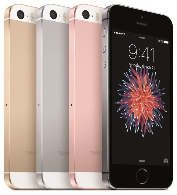 Apple's iPhone SE in four colors.