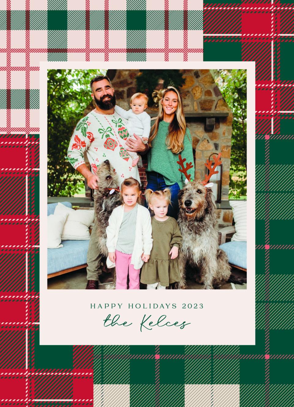Design marketplace Minted and the Kelce Family teamed up for a 2023 holiday card photoshoot celebrating humor, joy & chaos of the holiday season. “Madras”, a designed by artist Megan Cash of Canton features a customized festive plaid.