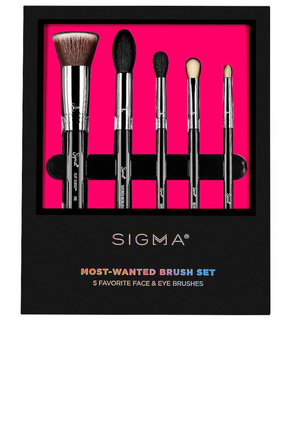 <p><strong>Sigma Beauty</strong></p><p>revolve.com</p><p><strong>$73.00</strong></p><p><a href="https://go.redirectingat.com?id=74968X1596630&url=https%3A%2F%2Fwww.revolve.com%2Fdp%2FSGBY-WU12%2F&sref=https%3A%2F%2Fwww.prevention.com%2Fbeauty%2Fmakeup%2Fg37620517%2Fbest-makeup-brush-sets%2F" rel="nofollow noopener" target="_blank" data-ylk="slk:Shop Now;elm:context_link;itc:0;sec:content-canvas" class="link ">Shop Now</a></p><p>It's called most-wanted for a reason. Sigma is considered an OG brand when it comes to makeup brushes, being one of the first to push non-professionals away from using that foam tip applicator that comes in drugstore palettes. This set features <strong>their most popular designs</strong> including a flat top kabuki, a tapered highlighting brush, two blending brushes for eyeshadow, and a pencil brush. </p>