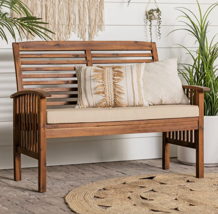 Williston Forge Anje 48'' Wide Outdoor Loveseat with Cushions (Photo via Wayfair)