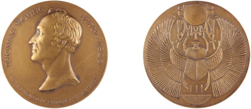 Portrait of Dr Thomas Young on a copper medal (British Museum)