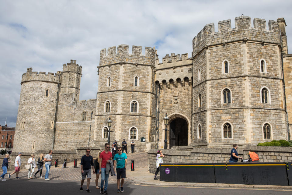 Members of the public arrive to visit Windsor Castle on 23rd August 2020 in Windsor, United Kingdom. The Sunday Times has reported that the Queen will make Windsor Castle her main home for the rest of the year following her summer break at Balmoral rather than returning to Buckingham Palace because her household arrangements at Windsor Castle are believed to offer the greatest protection from COVID-19. (photo by Mark Kerrison/In Pictures via Getty Images)