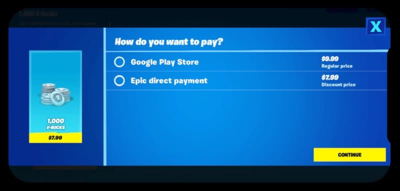 'Fortnite' direct payment option