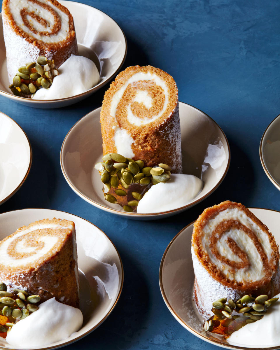 Individual Pumpkin Roulades with Mascarpone and White Chocolate