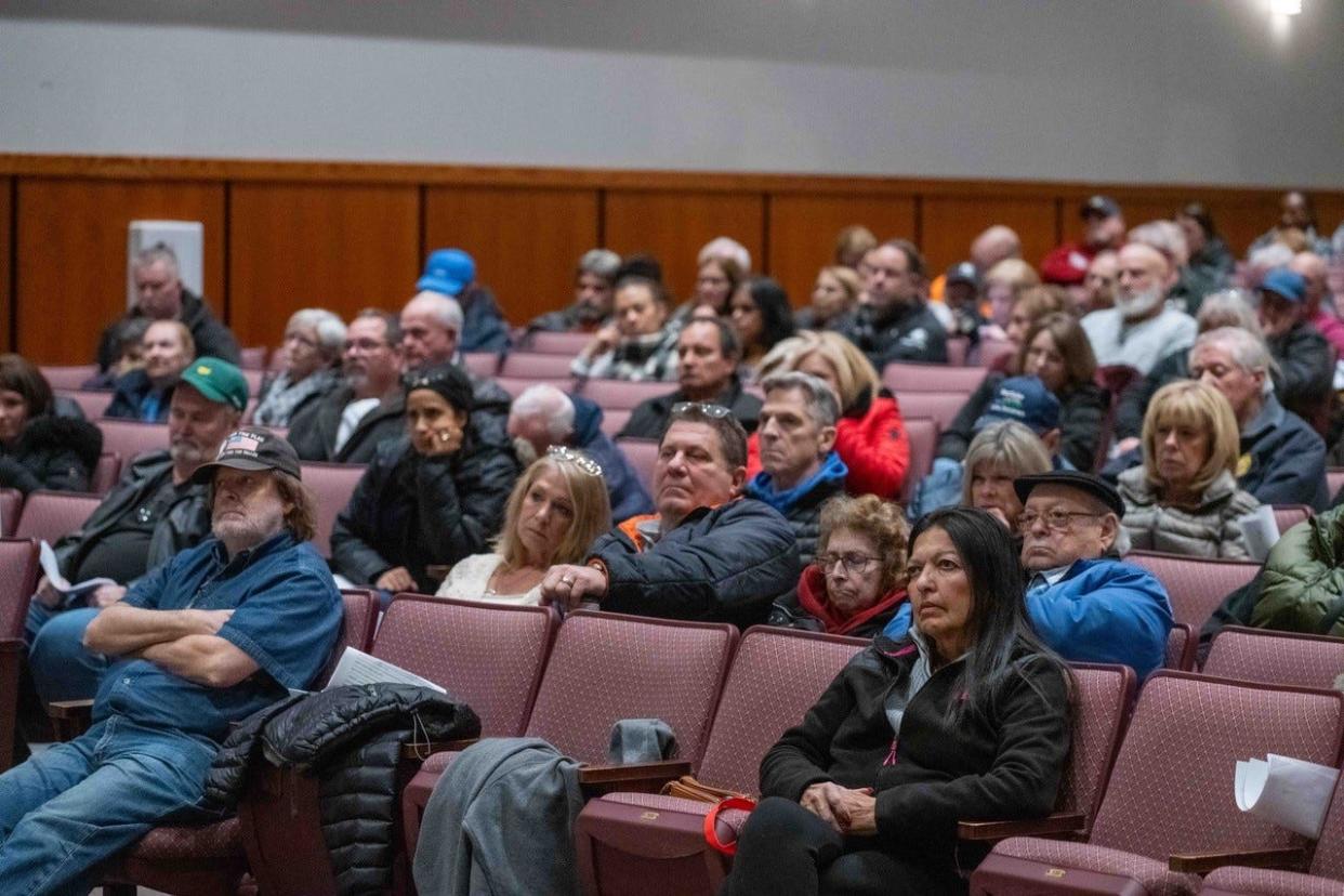 A large crowd gathered at Jackson Liberty High School for a public hearing on new ordinances regulating private schools and religious, drafted as part of Jackson Township's settlements with the U.S. Justice Department, N.J. Attorney General's Office and Agudath Israel.