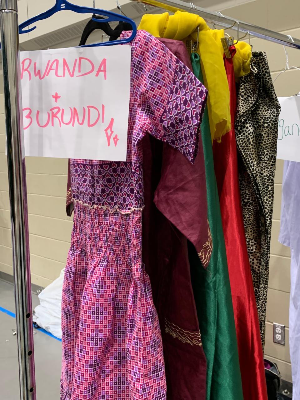 Community members created an entire gallery of East African traditional clothing for the Sharing Knowledge event, highlighting the diversity both between and within countries.  