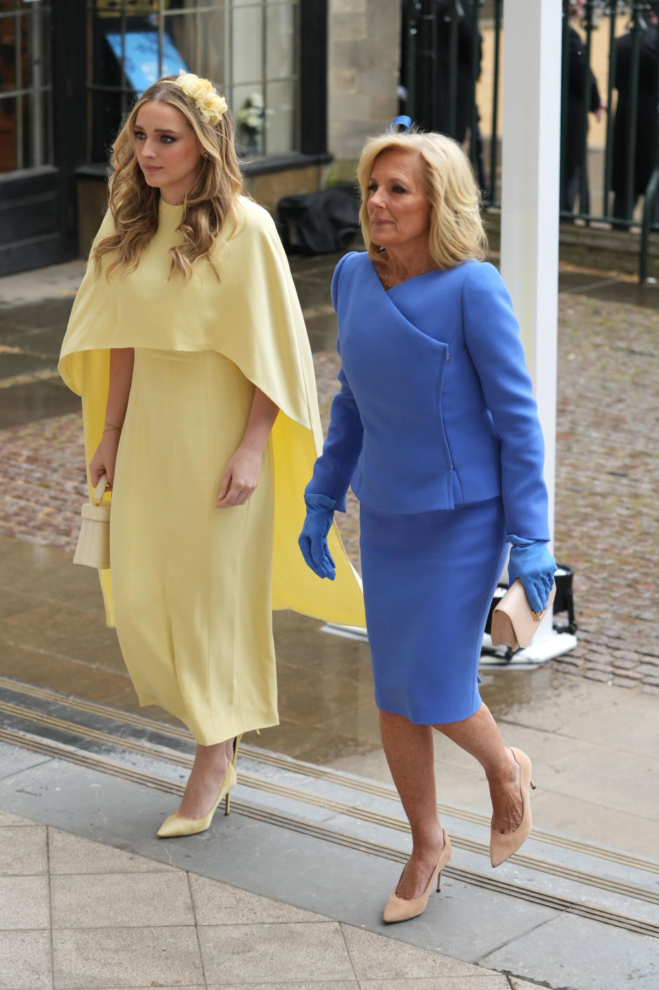 LONDON, ENGLAND - MAY 06: U.S. first lady Jill Biden and her granddaughter Finnegan Biden arrive at Westminster Abbey ahead of the Coronation of King Charles III and Queen Camilla on May 6, 2023 in London, England. The Coronation of Charles III and his wife, Camilla, as King and Queen of the United Kingdom of Great Britain and Northern Ireland, and the other Commonwealth realms takes place at Westminster Abbey today. Charles acceded to the throne on 8 September 2022, upon the death of his mother, Elizabeth II. (Photo by Dan Charity - WPA Pool/Getty Images)