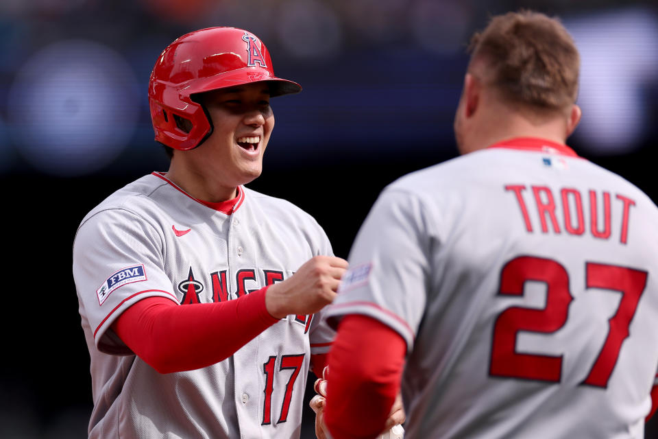 大谷翔平與Mike Trout帶領洛杉磯天使在2023 MLB球季有個不錯開始。（Photo by Steph Chambers/Getty Images）