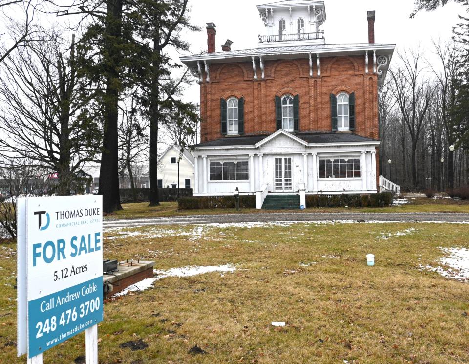 The For Sale sign went up on the historic Fiske House property Thursday at 867 E. Chicago Street in the eastside commercial district of Coldwater.