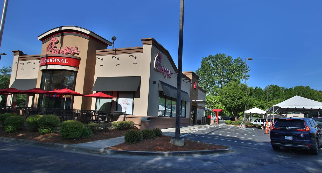 The Chick-fil-A on East Franklin Boulevard Friday morning, April 22, 2022.