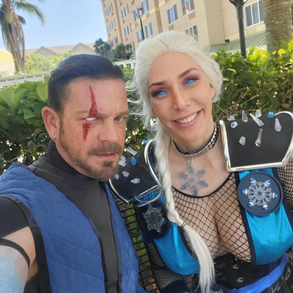 Cosplayers Sir Xayden and Amazon Steph show off their characters at the 2022 SWFL SpaceCon in Fort Myers.