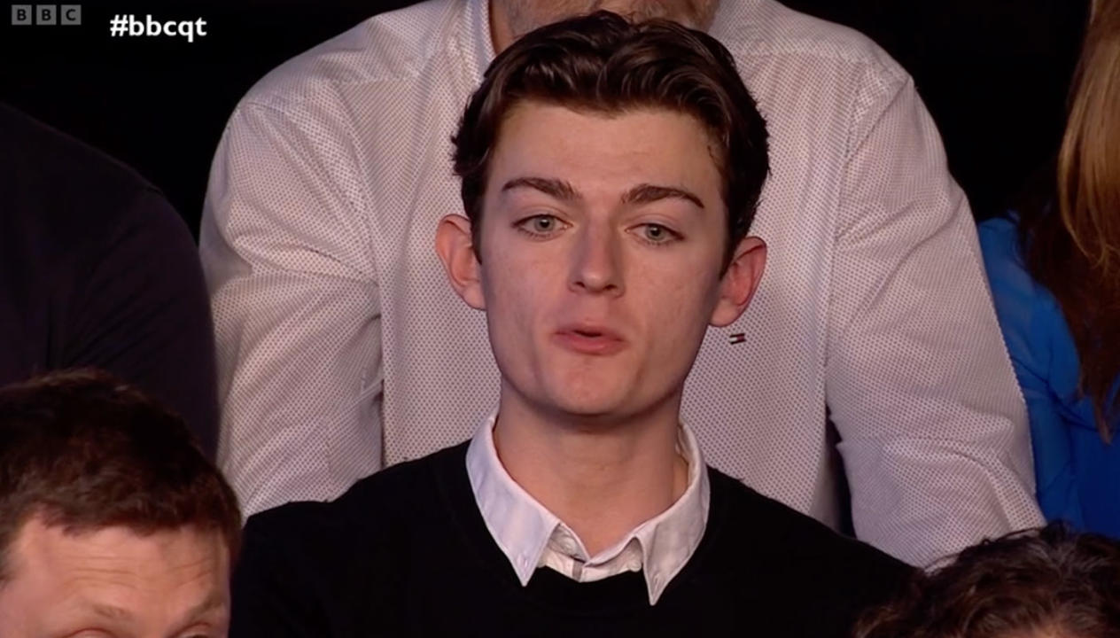 The audience member said he backed the national service scheme. (BBC)