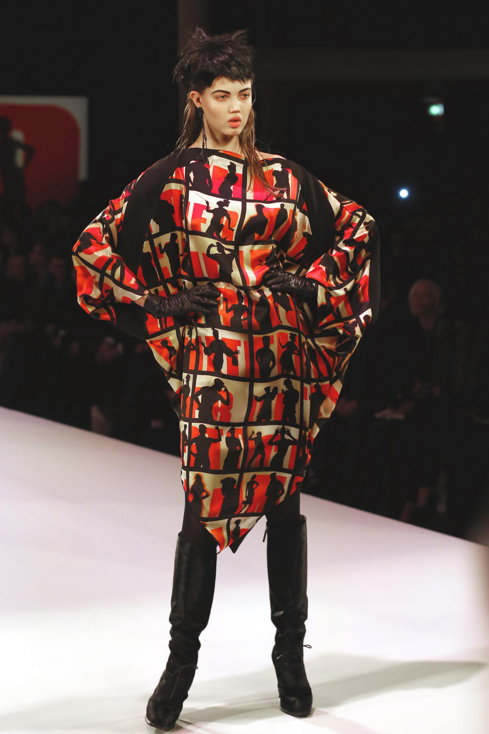 A model wears a creation by French fashion designer Jean-Paul Gaultier as part of his Ready to Wear Fall-Winter 2013-2014 fashion collection, presented, Saturday, March 2, 2013 in Paris. (AP Photo/Jacques Brinon)