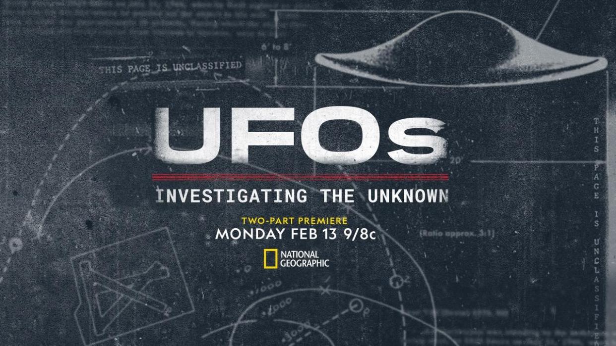  A promotional image for "UFOs: Investigating the Unknown." 