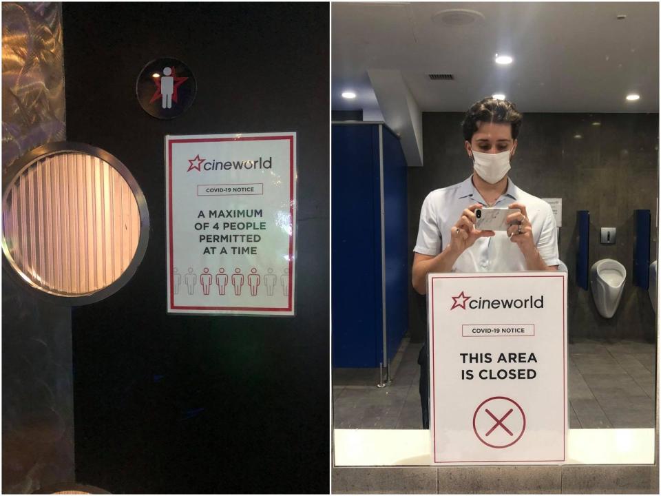 Cineworld toilets coronavirus signs