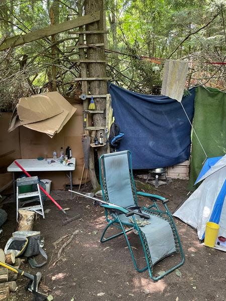 Marathon and Clark County deputies, along with the U. S. Marshals Service, arrested Shawn Clark Tuesday in a fort he built in eastern Marathon County.