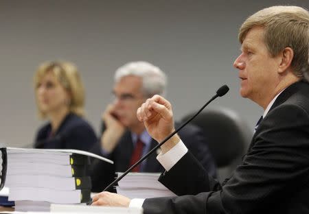 Dr. John Prescott with the Association of Medical Colleges testifies before the Virginia Board of Medicine regarding the medical practices of Dr. John Henry Hagmann in Richmond, Virginia June 19, 2015. REUTERS/Jay Paul