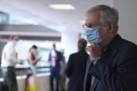 Senate Majority Leader Mitch McConnell of Ky., leaves following the weekly Republican policy luncheon on Capitol Hill in Washington, Tuesday, June 9, 2020. (AP Photo/Susan Walsh)