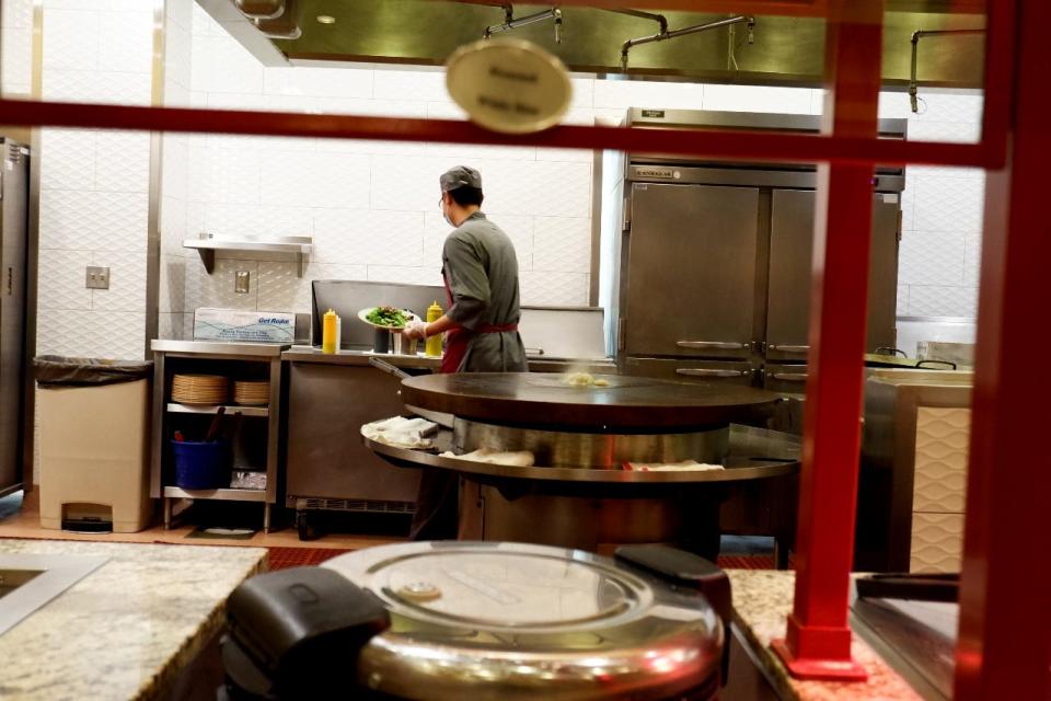 A buffet worker at the last buffet on Las Vegas Boulevard, South Point's Garden Buffet.