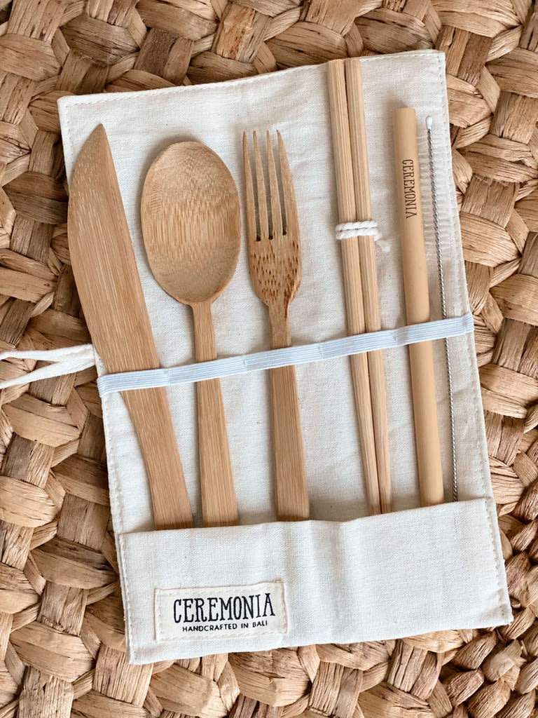 14) Reusable Bamboo Cutlery Set