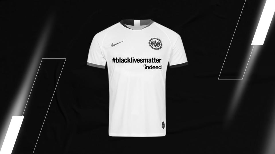 German Bundesliga team Eintracht Frankfurt released a special jersey emblazoned with the #blacklivesmatter hashtag. (Via Twitter/@eintracht_eng)