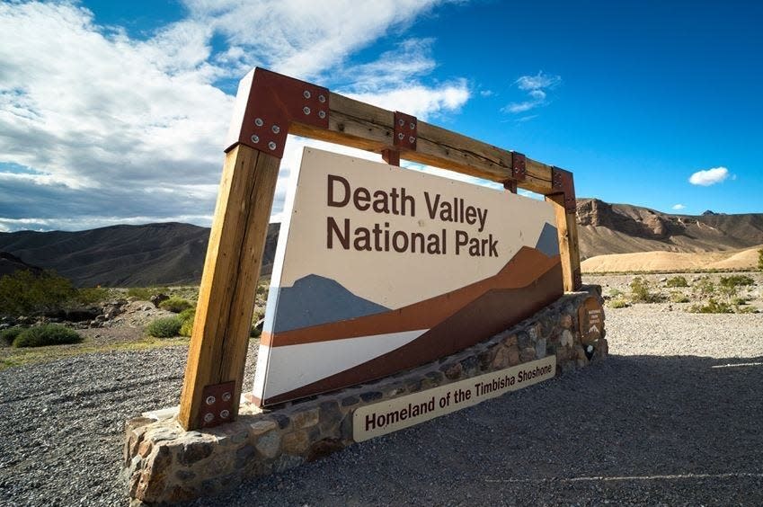 A sign marking Death Valley National Park, pictured in an undated photo.