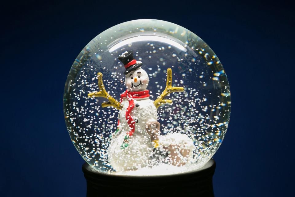 Beautiful Winter Snow Globe With Snowman Inside