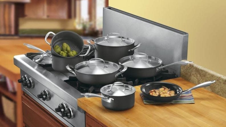 You can purchase sets of Cuisinart cookware from Home Depot.