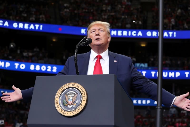 U.S. President Donald Trump holds a campaign rally in Dallas, Texas