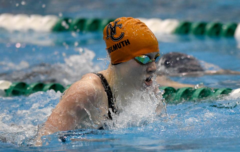 Hoover’s Anna Helmuth in the girls 200-yard IM in the Division I district meet at Cleveland State, Saturday, Feb. 17, 2024.